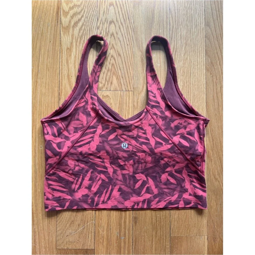 Lululemon Align Tank Cropped Spray Leaf Fireside Red Multi Size 8